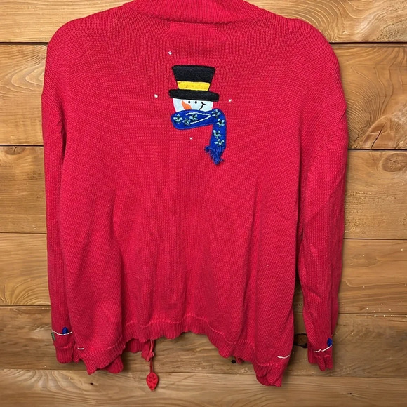 Tiara International Womens Vintage Christmas Sweater cardigan snowman ugly 18/20 - Picture 8 of 9